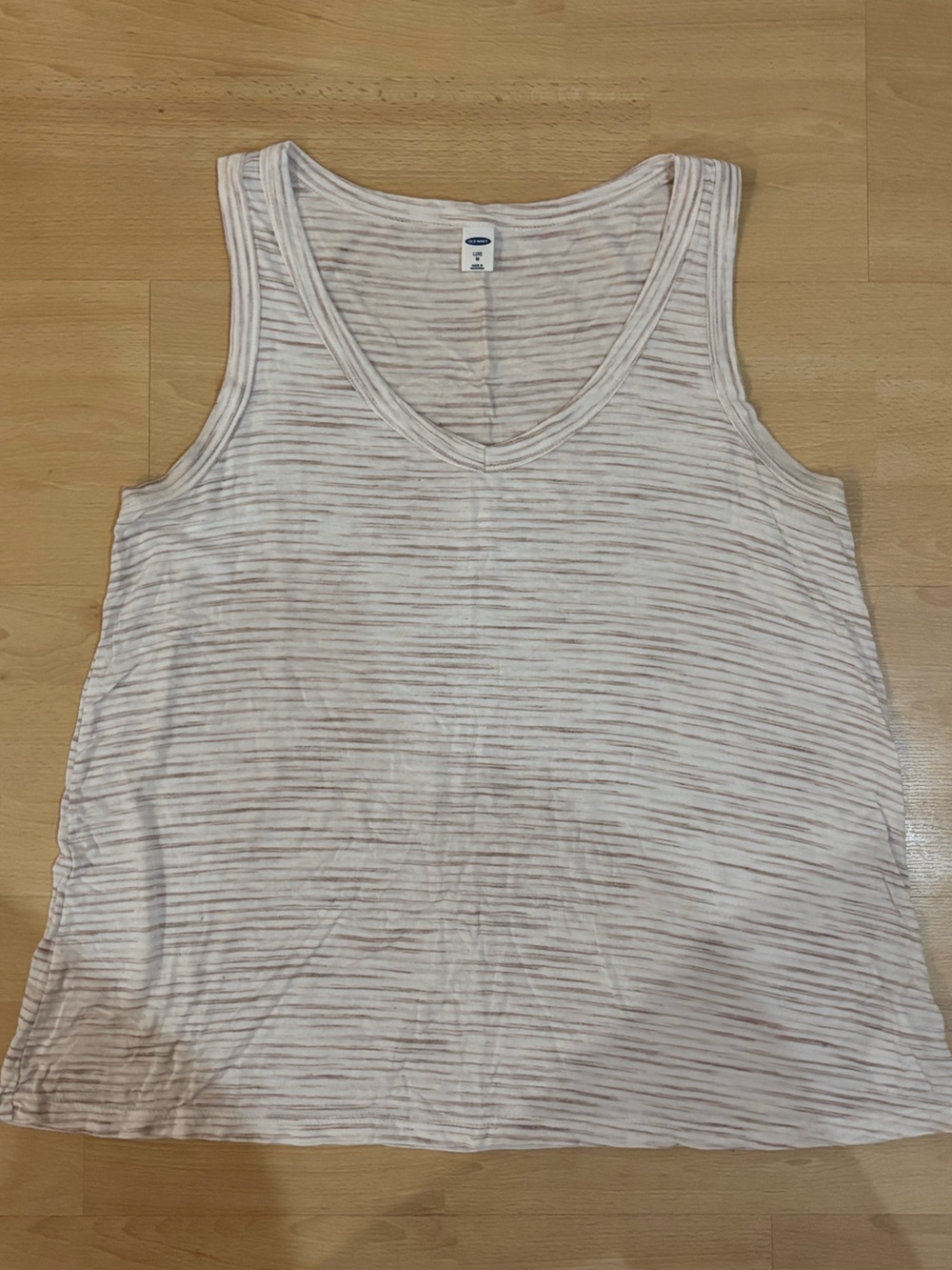 Old Navy Light Pink Striped V-Neck Tank
